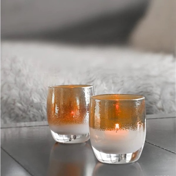 Glassybaby Grace Gold and White Blown Glass Candle Holder - Picture 2 of 7